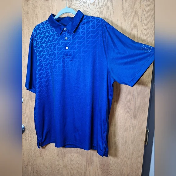 PGA Tour Geometric Blue Polo Shirt - Picture 2 of 7